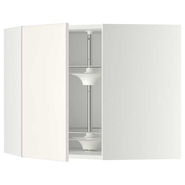 METOD white kitchen cabinet set with smooth lines, glass shelves, and adjustable units.