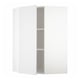 A white METOD kitchen corner cabinet with adjustable shelves and reversible doors.