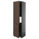 METOD kitchen cabinet, tall, dark brown sinarp wood, two doors, flush mount.