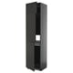 Modern black METOD kitchen cabinet with 3 adjustable shelves, two doors open.