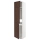 METOD tall storage cabinet with dark brown sinarp doors, white frame, and adjustable shelf.