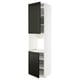 METOD kitchen cabinet in white with black doors, bevelled edges, adjustable shelves.