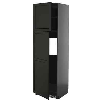 Black METOD kitchen cabinet with adjustable shelves, traditional design.
