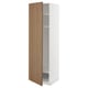 Modern tall kitchen cabinet with a wooden door and a metal shelf. Sleek and minimalist design, ideal for storage.