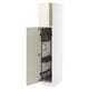 White off-white beveled METOD cabinet with pull-out organizers.