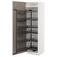 METOD kitchen unit in white with grey-beige doors, pull-out shelves.