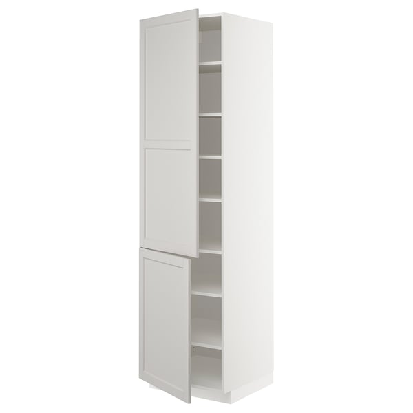 White METOD kitchen cabinet with adjustable shelves and beveled edges.