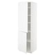 White METOD cabinet, modern design, glossy finish, tall rectangular shape, with adjustable shelves.