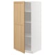 METOD kitchen cabinet with oak door open, white interior, adjustable shelves.