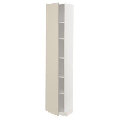 METOD tall storage unit, beige. Modern kitchen cabinet, adjustable shelves, smooth finish.