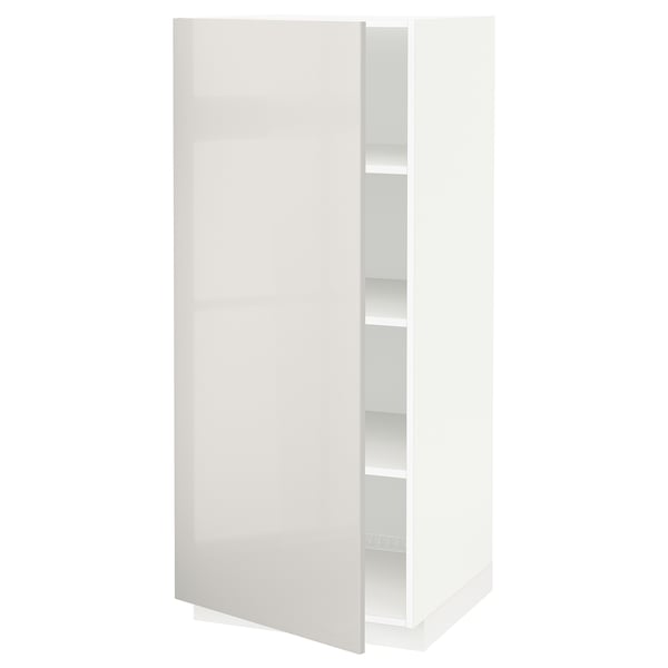 METOD high gloss white kitchen cabinet with shelf.