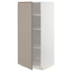 Modern kitchen cabinet, METOD, grey-beige, wooden, tall, dual shelves.