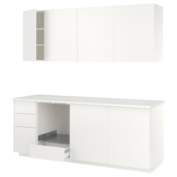 METOD Kitchen, white/Veddinge white, 230x60x227 cm