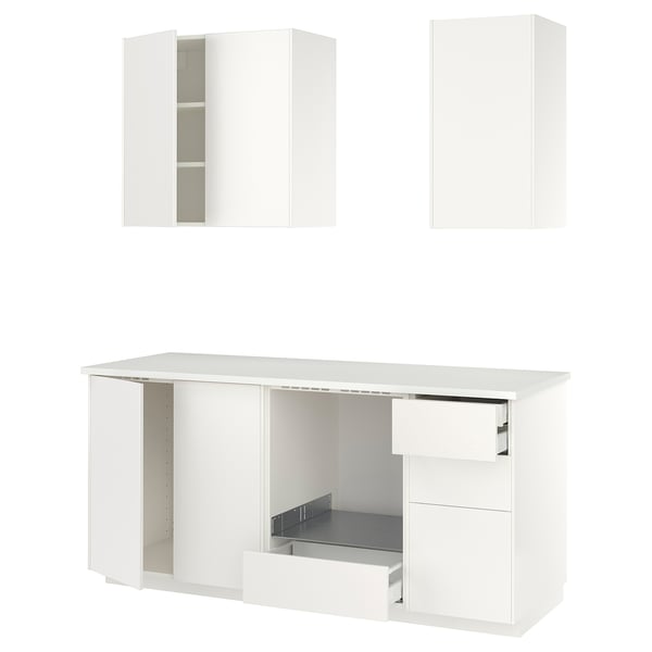 METOD Kitchen, white/Veddinge white, 186x60x227 cm
