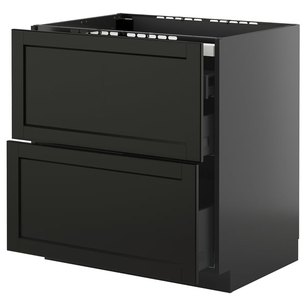 Black kitchen cabinet.