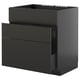 Black modern kitchen cabinet with three drawers, sleek design. Part of the METOD system.