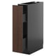 METOD kitchen unit: dark gray & brown; wood edging; tall, rectangular, 2 shelves.