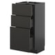 METOD kitchen unit in black with three drawers. Sleek, modern design with smooth lines.
