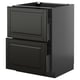 Modern black kitchen cabinet with two drawers.
