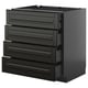 Modern black METOD drawer unit, sleek, rectangular with four deep drawers.