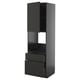 This image shows a tall black ikea METOD kitchen unit with drawers and shelves.