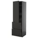 Modern black kitchen cabinet, sleek design with three doors, fashionable and practical.