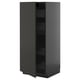 Modern black cabinet, sleek design, smooth surfaces, adjustable shelf, sturdy frame.