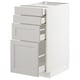 METOD kitchen cabinet in light grey with multiple drawers and pullouts, sleek beveled edges, sturdy build.