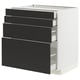 A modern black and white METOD kitchen unit with multiple drawers.