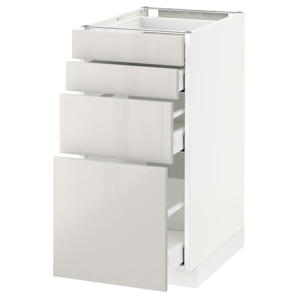 White METOD kitchen unit with high gloss drawers, modern design, sleek and sturdy.