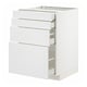 White METOD kitchen cabinet with three drawers and two doors, modern design.