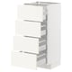 A white ikea METOD kitchen unit with four pull-out drawers, neatly organized and modern in design.