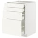 Modern white kitchen cabinet with multiple drawers, sleek design, and quality materials.