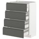 METOD kitchen unit with 4 dark grey drawers; white frame, sleek design.