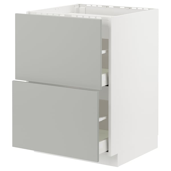 Modern light grey METOD kitchen unit with two drawers and clean, simple design.
