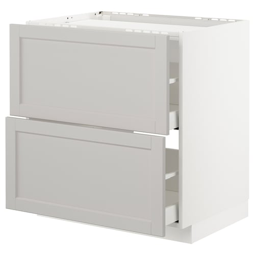 White METOD cabinet with grey fronts, bevelled edges, smooth drawers. Or METOD kitchen cabinet, grey fronts, bevelled edges, smooth drawers.