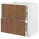 Modern kitchen cabinet, METOD, white and brown, wooden finish, 2 drawers, sleek design.
