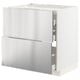 An ikea METOD kitchen cabinet in white and stainless steel. It has two drawers with smooth runners and a sleek, modern design.