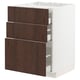 METOD kitchen unit, white & dark brown wood, three drawers, modern design.