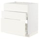 A white METOD kitchen cabinet with smooth-running drawers. Its sleek, modern, and a sturdy frame and timeless design.