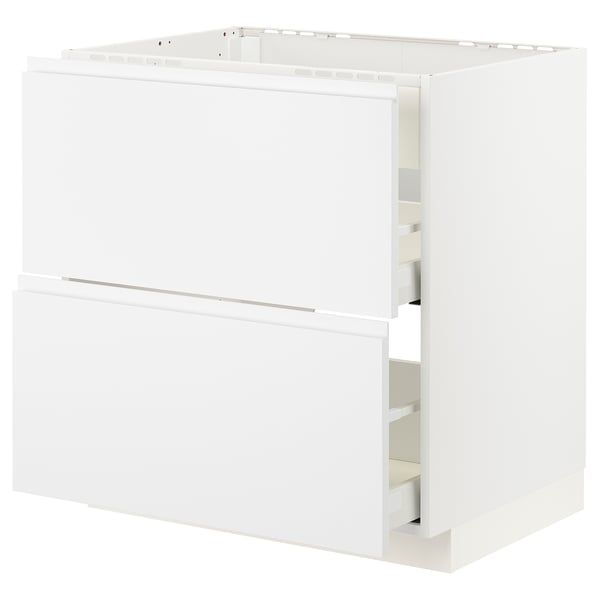 White METOD kitchen cabinet, rectangular with smooth front, single drawer.