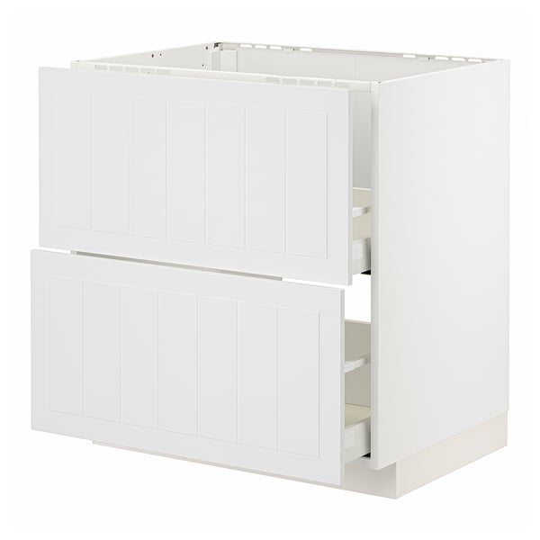 METOD white kitchen cabinet set, modern design with two drawers.