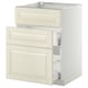 An off-white METOD kitchen cabinet with bevelled edges, featuring two drawers and smooth-running drawer fronts.