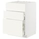 A white METOD kitchen cabinet with pull-out shelves. Its modern, rectangular, and smooth-running drawers.