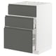METOD kitchen unit, grey, modern design, three drawers, particleboard & plastic.