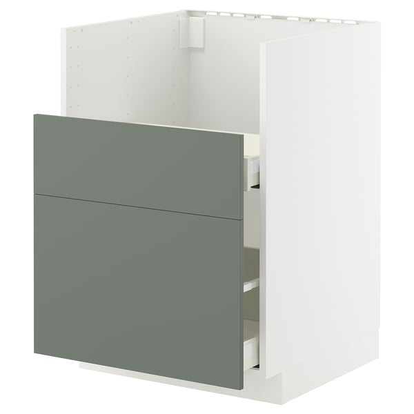 Ikea METOD kitchen unit, grey-green, modern, with drawers.