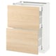 METOD kitchen unit with light ash wood drawers, 3 drawers, white base, modern design.
