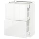 White high-gloss kitchen cabinet with three drawers.