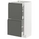 Modern kitchen unit, white and grey, double drawers, sleek design.