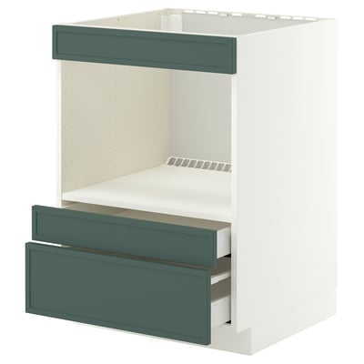 METOD / MAXIMERA Base cabinet f built-in appliances, white/Aspudden dark grey-green, 60x60 cm